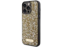 Capa Guess com logo metálico em strass para iPhone 15 Pro Max - amarela Capa Guess com logo metálico em strass para iPhone 15 Pro Max - amarela