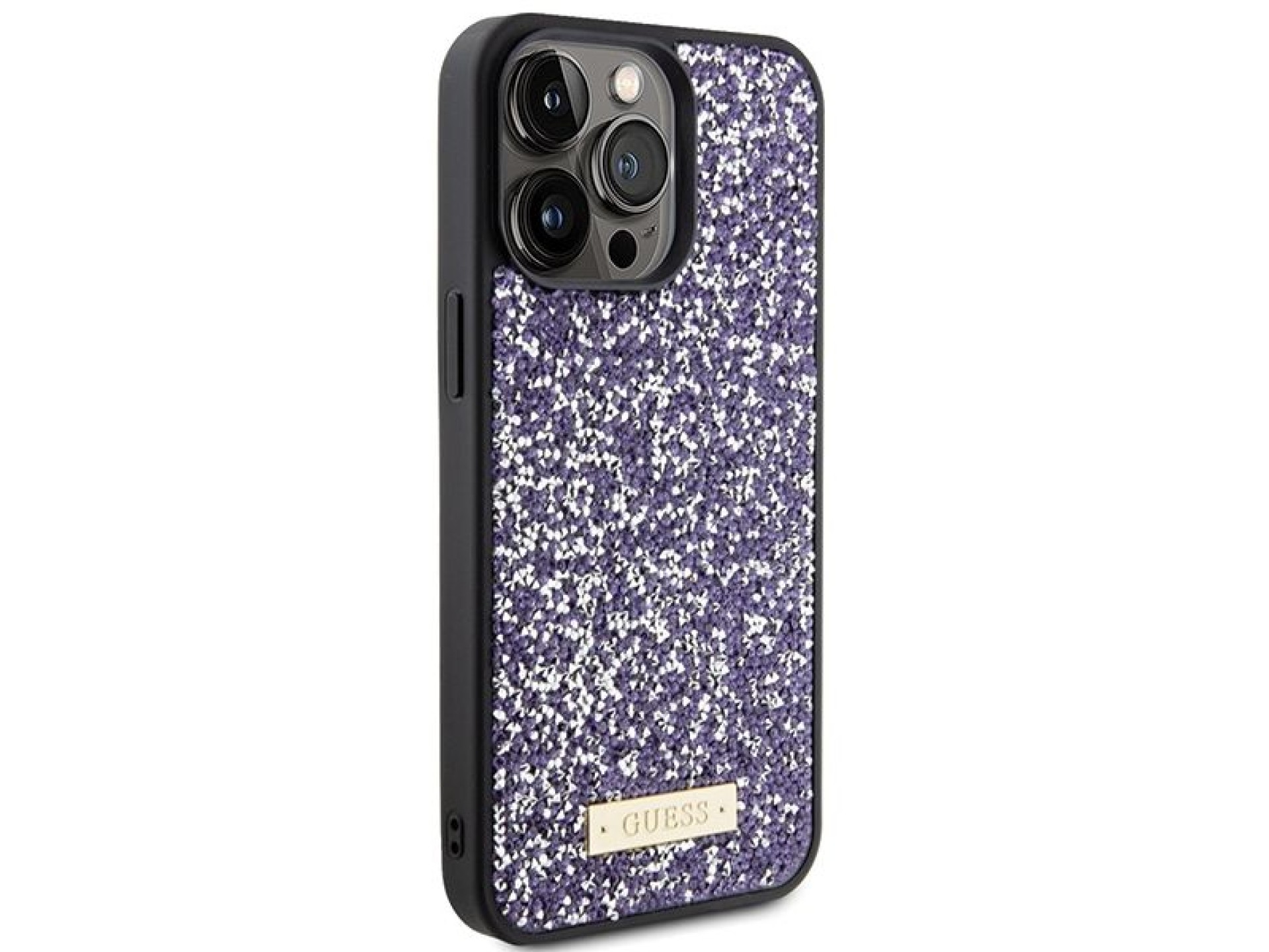 Capa Guess com logo metálico em strass para iPhone 15 Pro - rosa