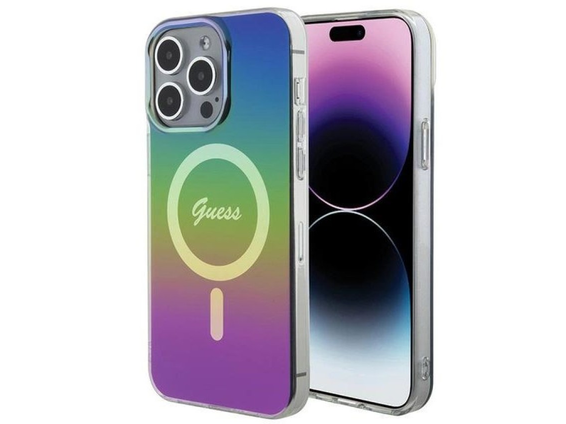 Funda Guess IML Iridescent MagSafe para iPhone 15 Pro - negra