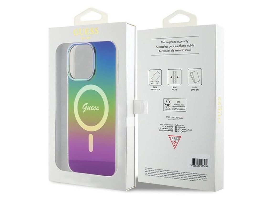 Funda Guess IML Iridescent MagSafe para iPhone 15 Pro - negra