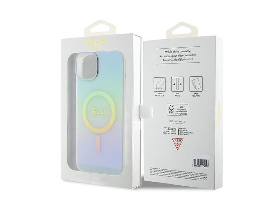 Funda rígida Guess GUHMP15MHITSQ para iPhone 15 Plus de 6,7" color turquesa/turquesa, con aislamient