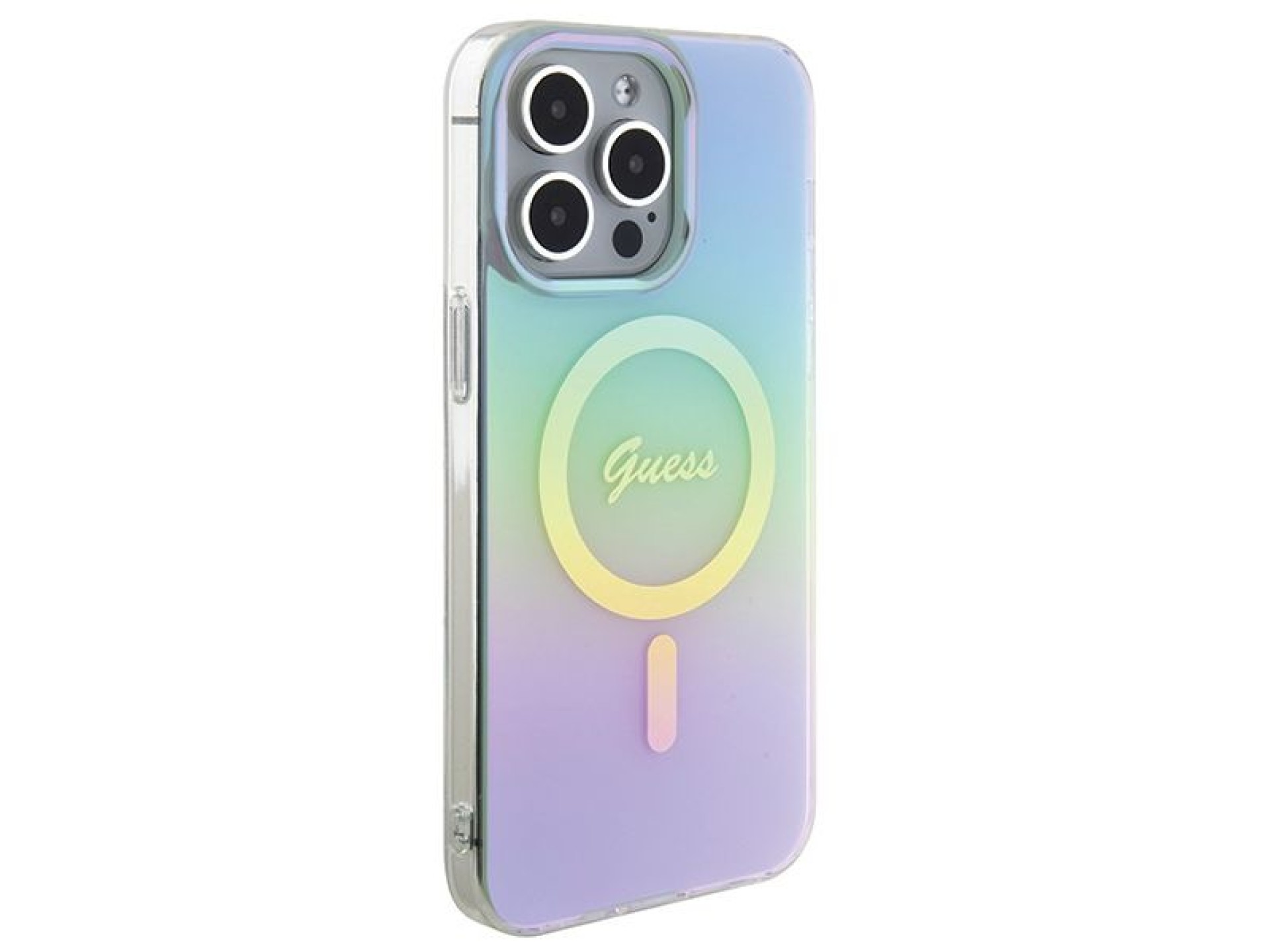 Capa Guess IML Iridescent MagSafe para iPhone 15 Pro - turquesa