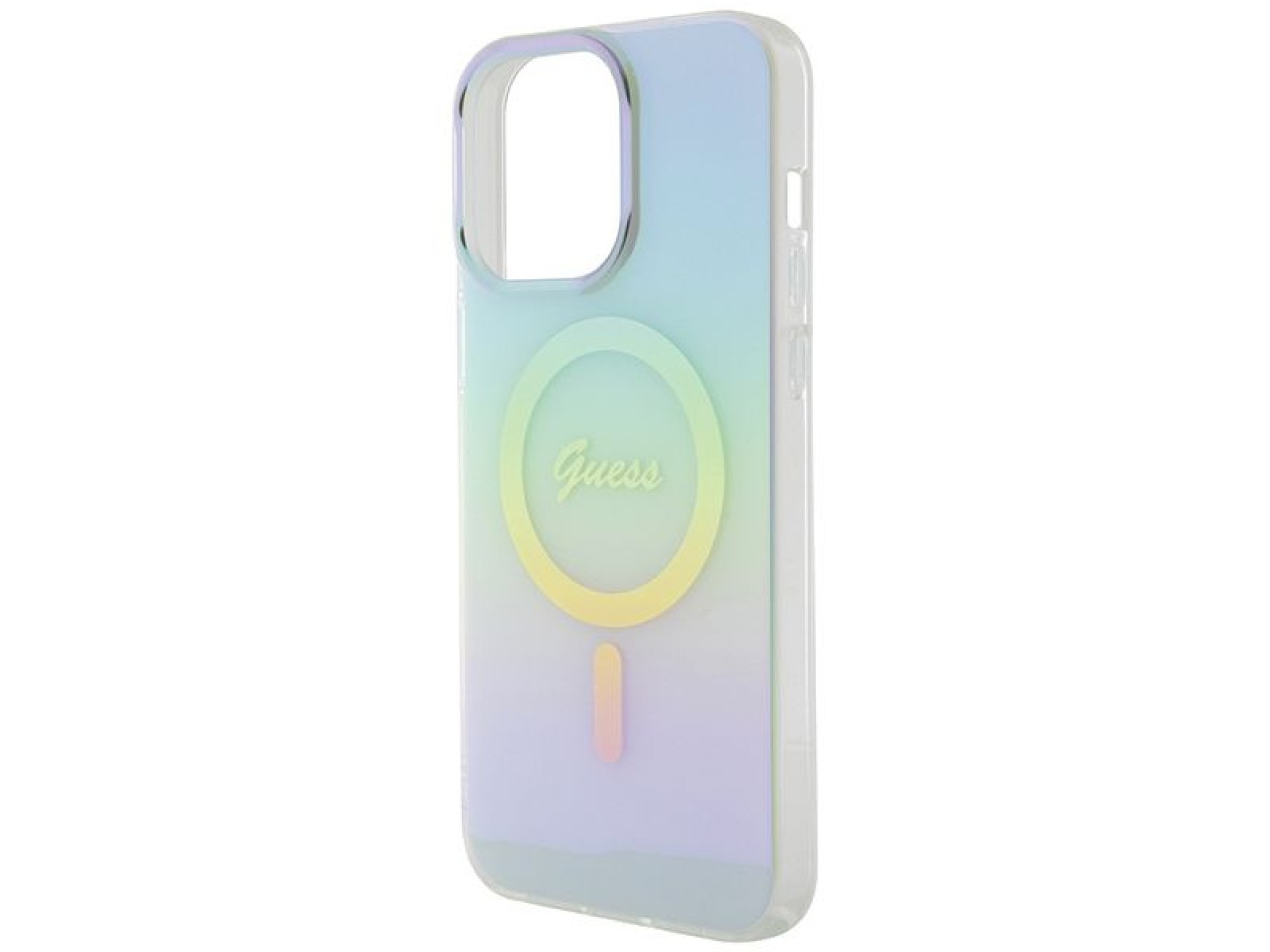 Capa Guess IML Iridescent MagSafe para iPhone 15 Pro - turquesa