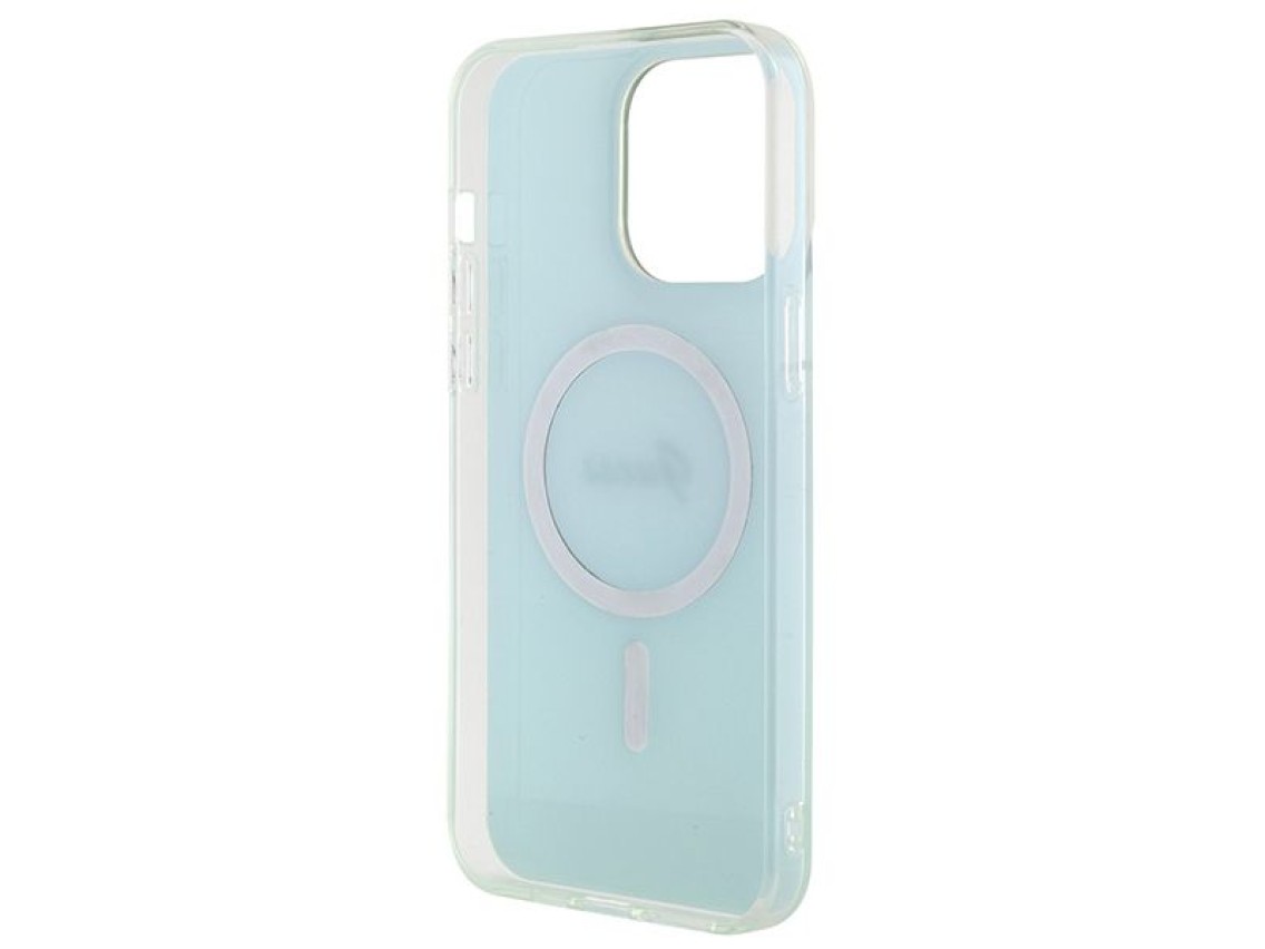 Capa Guess IML Iridescent MagSafe para iPhone 15 Pro - turquesa