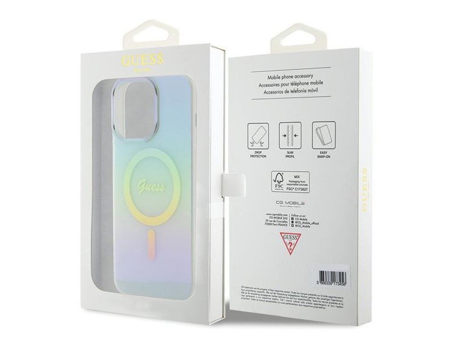 Capa Guess IML Iridescent MagSafe para iPhone 15 Pro - turquesa