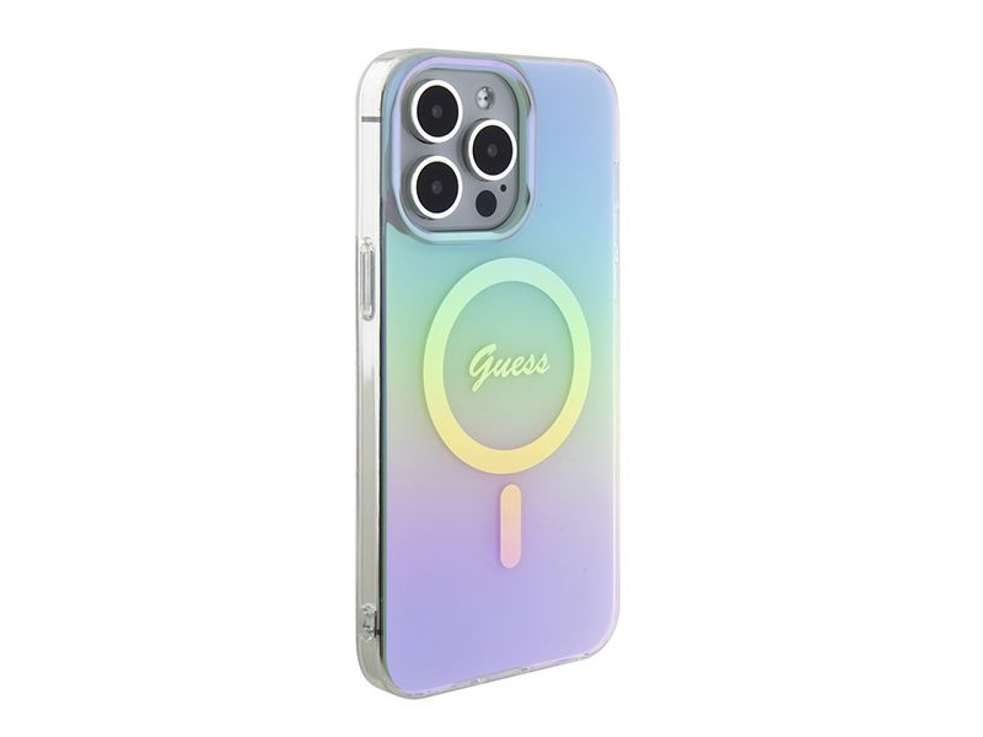 Capa rígida Guess GUHMP15XHITSQ para iPhone 15 Pro Max turquesa/turquesa com tecnologia IML Iridesce