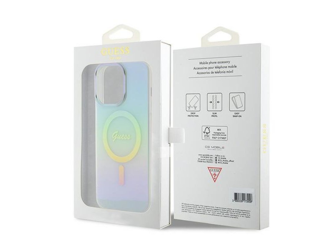 Capa rígida Guess GUHMP15XHITSQ para iPhone 15 Pro Max turquesa/turquesa com tecnologia IML Iridesce
