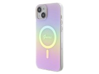 Capa rígida rosa/rosa Guess GUHMP15MHITSP para iPhone 15 Plus 6.7" com acabamento IML iridescente e Capa rígida rosa/rosa Guess GUHMP15MHITSP para iPhone 15 Plus 6.7" com acabamento IML iridescente e