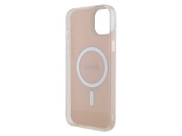 Capa rígida rosa/rosa Guess GUHMP15MHITSP para iPhone 15 Plus 6.7" com acabamento IML iridescente e Capa rígida rosa/rosa Guess GUHMP15MHITSP para iPhone 15 Plus 6.7" com acabamento IML iridescente e