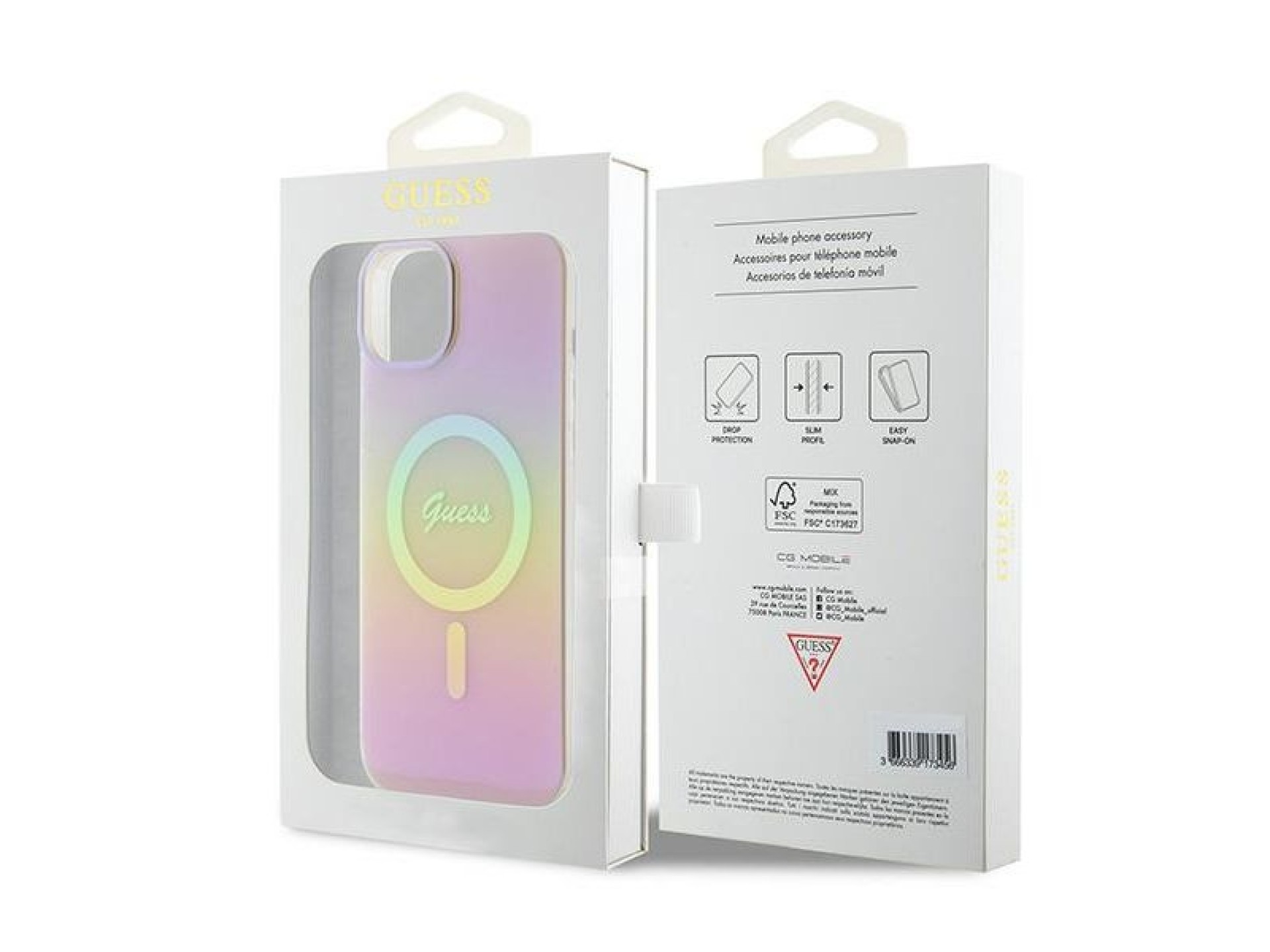 Capa rígida rosa/rosa Guess GUHMP15MHITSP para iPhone 15 Plus 6.7