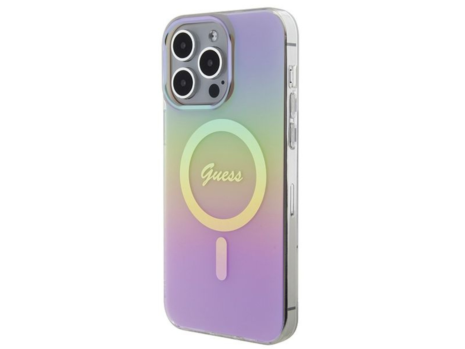 Funda Guess IML Iridescent MagSafe para iPhone 15 Pro - rosa