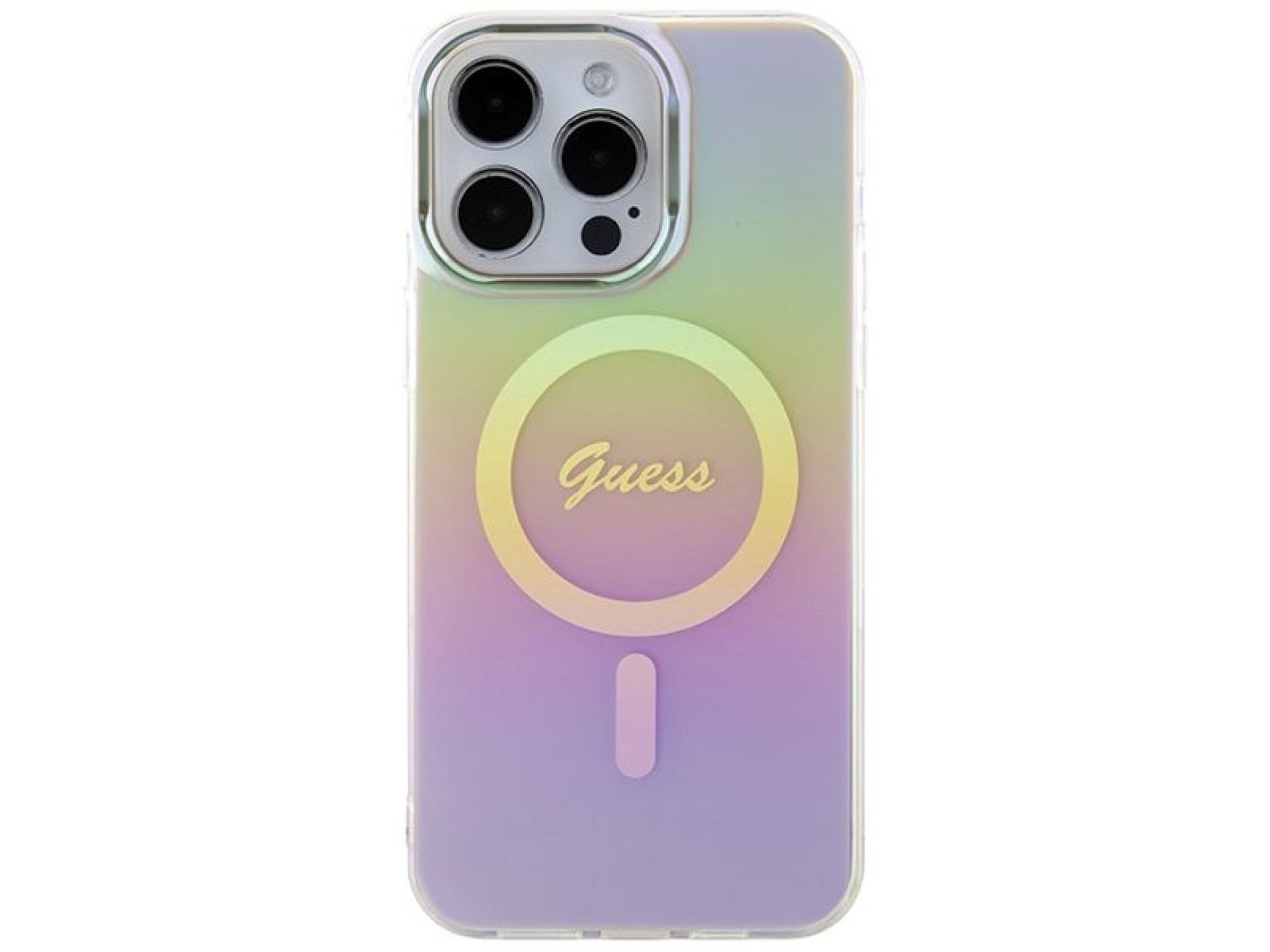 Funda Guess IML Iridescent MagSafe para iPhone 15 Pro - rosa