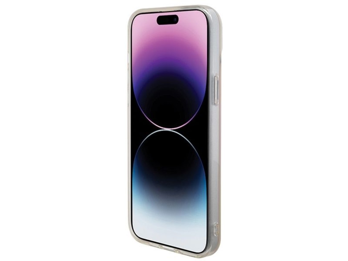 Funda Guess IML Iridescent MagSafe para iPhone 15 Pro - rosa