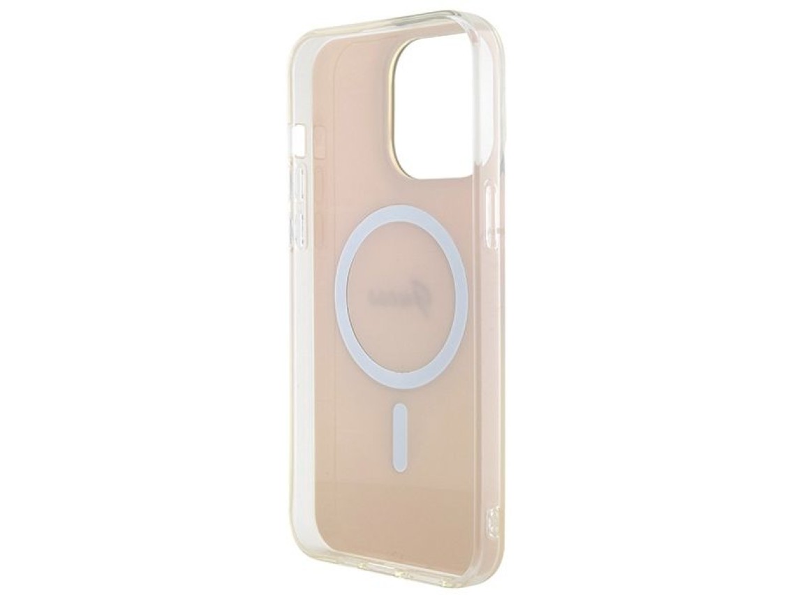 Funda Guess IML Iridescent MagSafe para iPhone 15 Pro - rosa