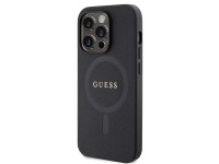 Capa Guess GUHMP14LPSAHMCK para iPhone 14 Pro - preta Saffiano MagSafe