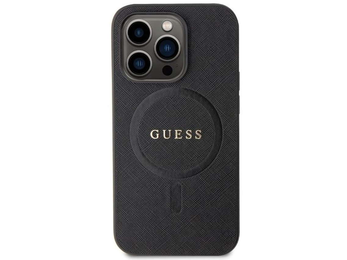 Guess GUHMP14LPSAHMCK case for iPhone 14 Pro - black Saffiano MagSafe