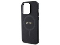Capa Guess GUHMP14LPSAHMCK para iPhone 14 Pro - preta Saffiano MagSafe