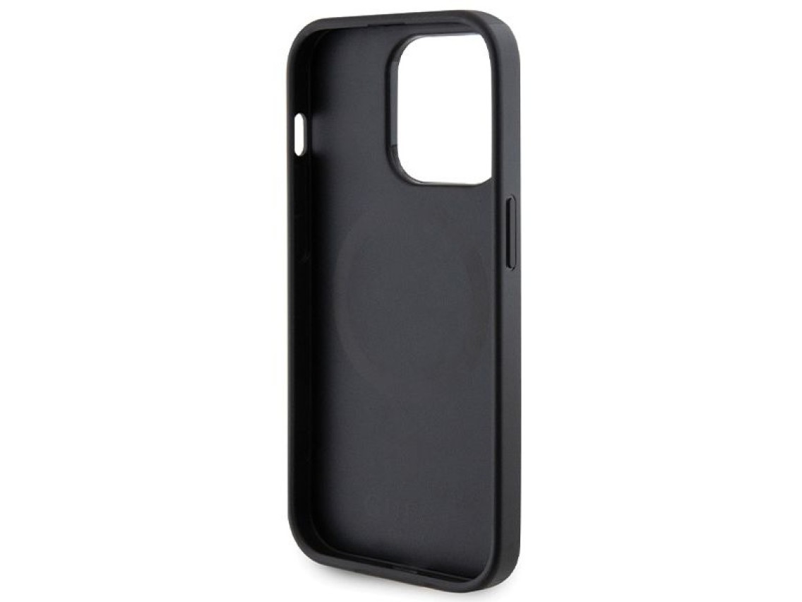 Capa Guess GUHMP14LPSAHMCK para iPhone 14 Pro - preta Saffiano MagSafe