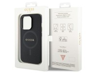Capa Guess GUHMP14LPSAHMCK para iPhone 14 Pro - preta Saffiano MagSafe