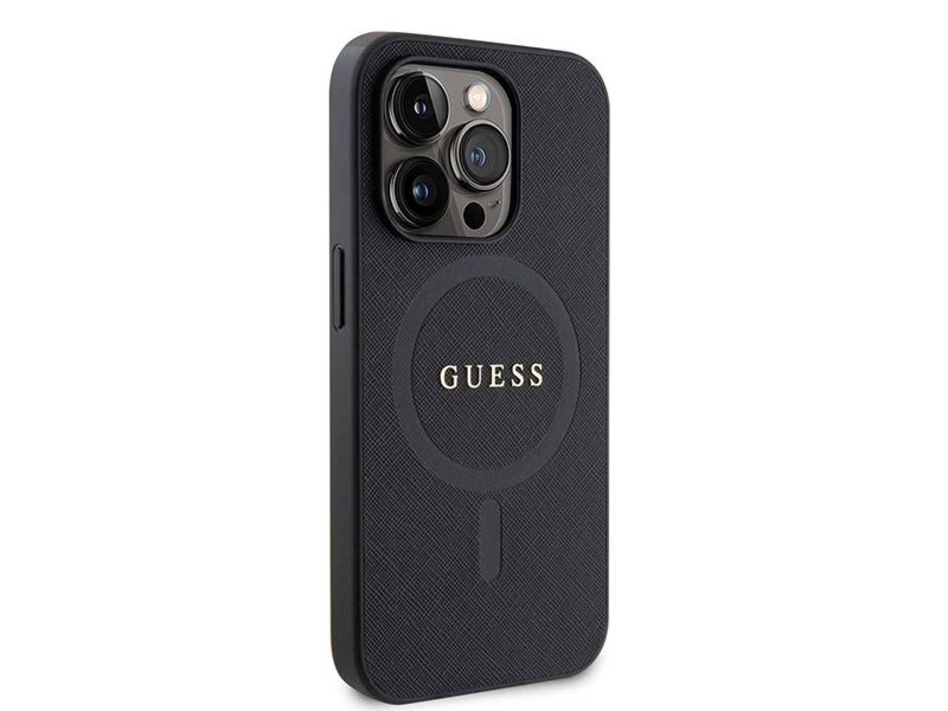 Capa rígida preta/preta com MagSafe Guess GUHMP15XPSAHMCK para iPhone 15 Pro Max 6.7