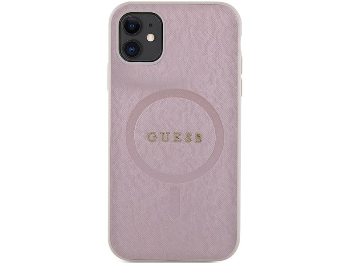 Guess GUHMN61PSAHMCP case for iPhone 11 / Xr - pink Saffiano MagSafe