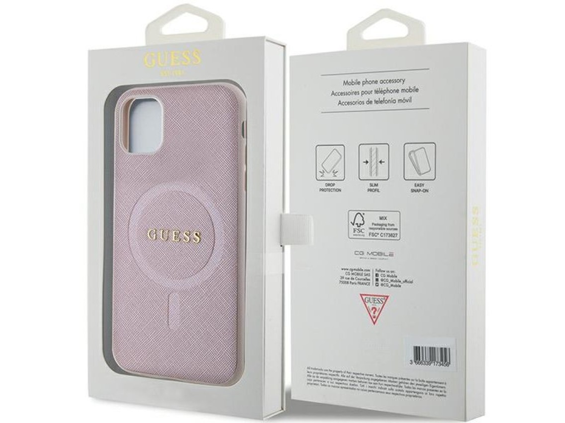 Guess GUHMN61PSAHMCP case for iPhone 11 / Xr - pink Saffiano MagSafe