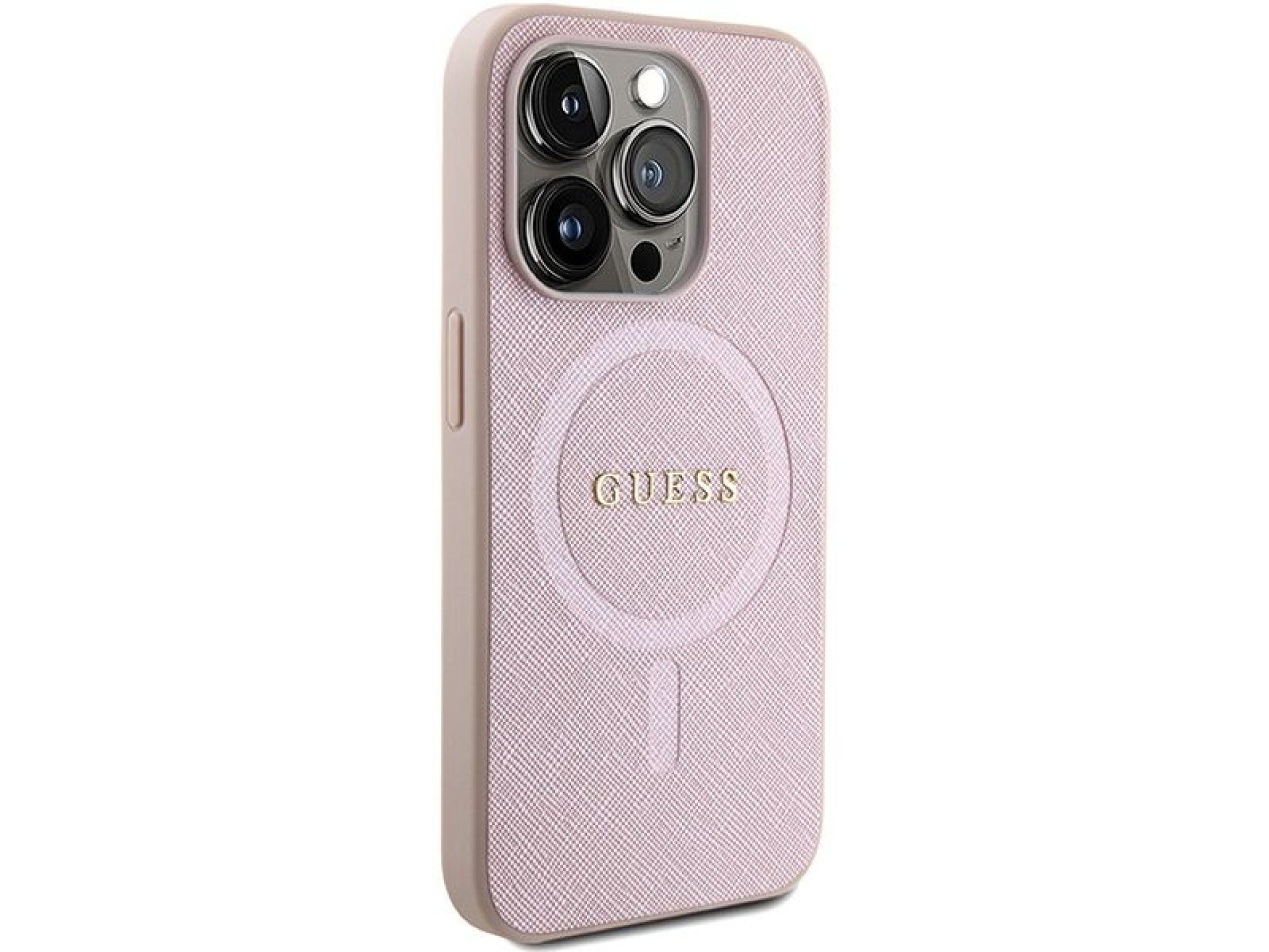 Capa Guess Saffiano MagSafe para iPhone 15 Pro - rosa
