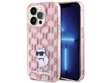 Karl Lagerfeld Monogram Choupette iPhone 15 Pro Case - Pink Karl Lagerfeld Monogram Choupette iPhone 15 Pro Case - Pink