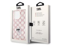 Funda para iPhone 15 Pro con monograma de Karl Lagerfeld (modelo Choupette) - Rosa Funda para iPhone 15 Pro con monograma de Karl Lagerfeld (modelo Choupette) - Rosa