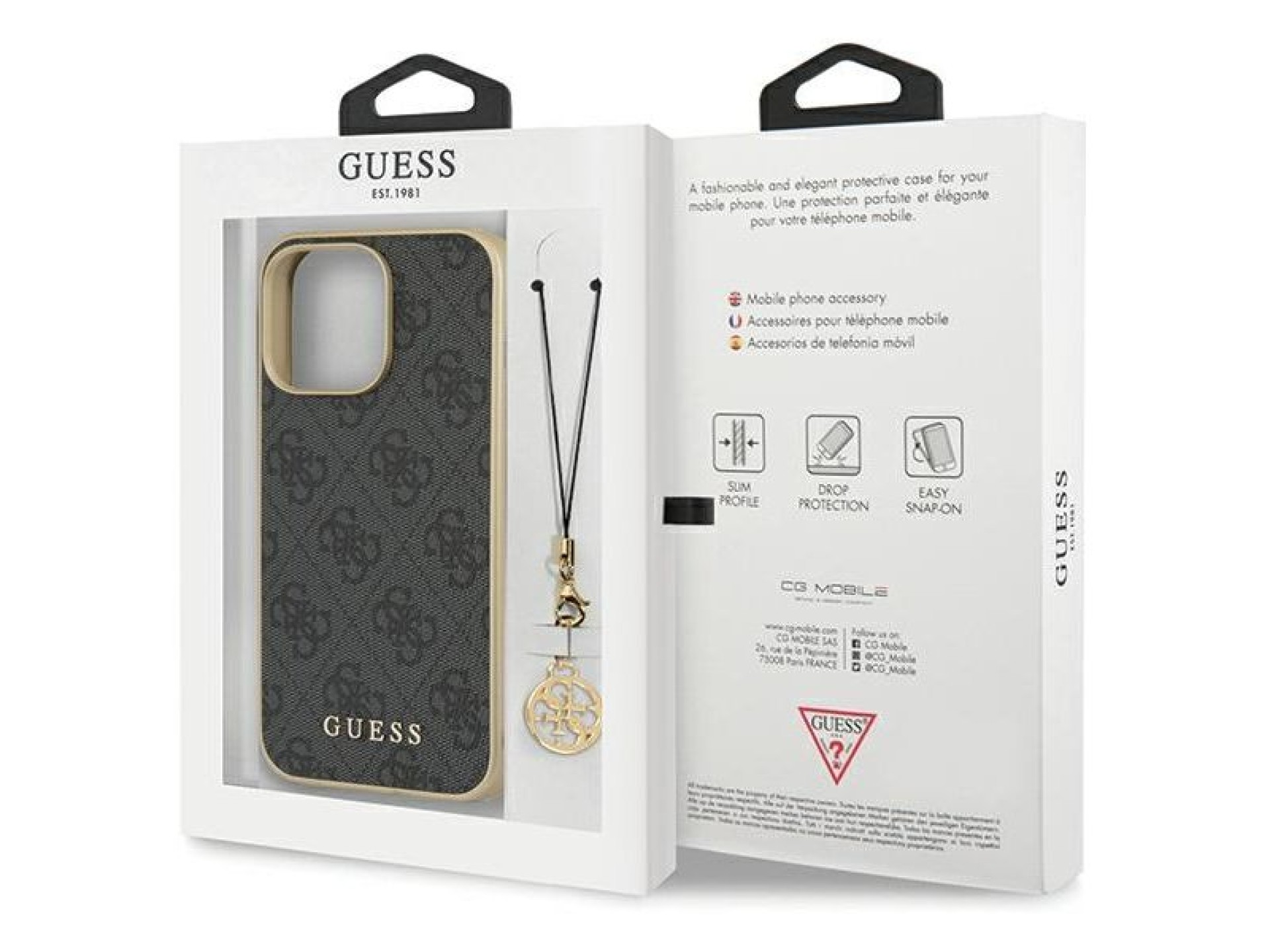 Funda Guess 4G Charms Collection para iPhone 14 Pro - gris