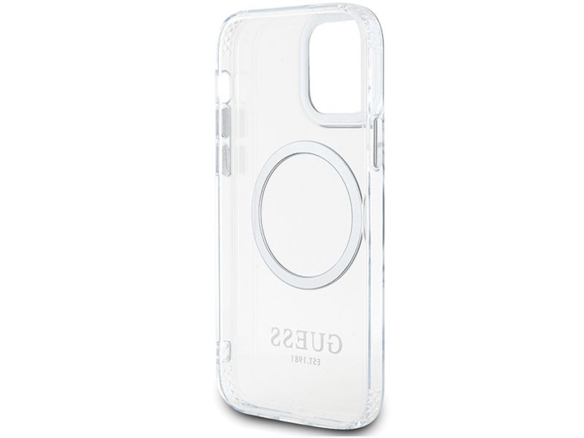 Funda Guess Metal Outline MagSafe para iPhone 12 / iPhone 12 Pro - plateada