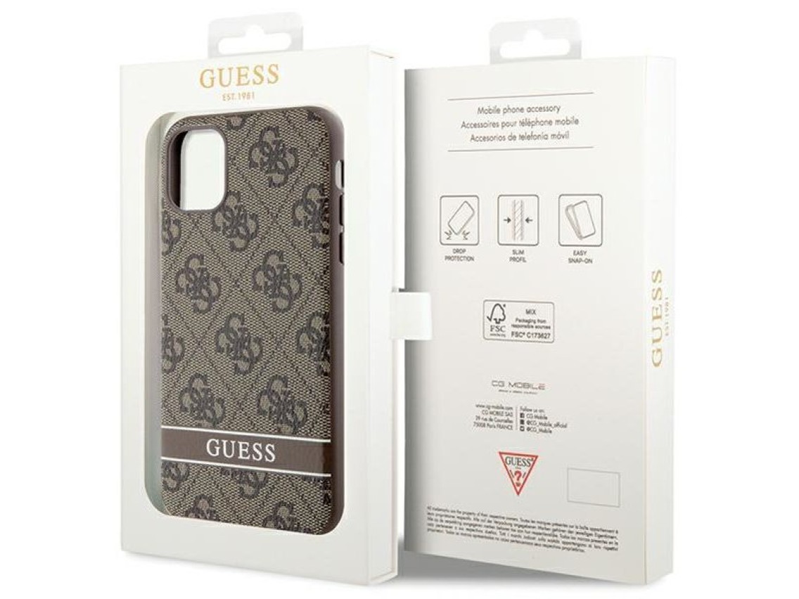 Guess GUHCN61P4SNW iPhone 11 / Xr brown/brown hardcase 4G Stripe