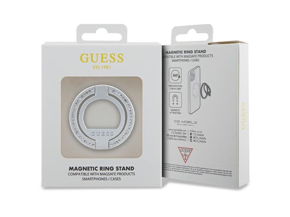 Soporte para anillos Guess MagSafe con diamantes de imitaci�n - plateado