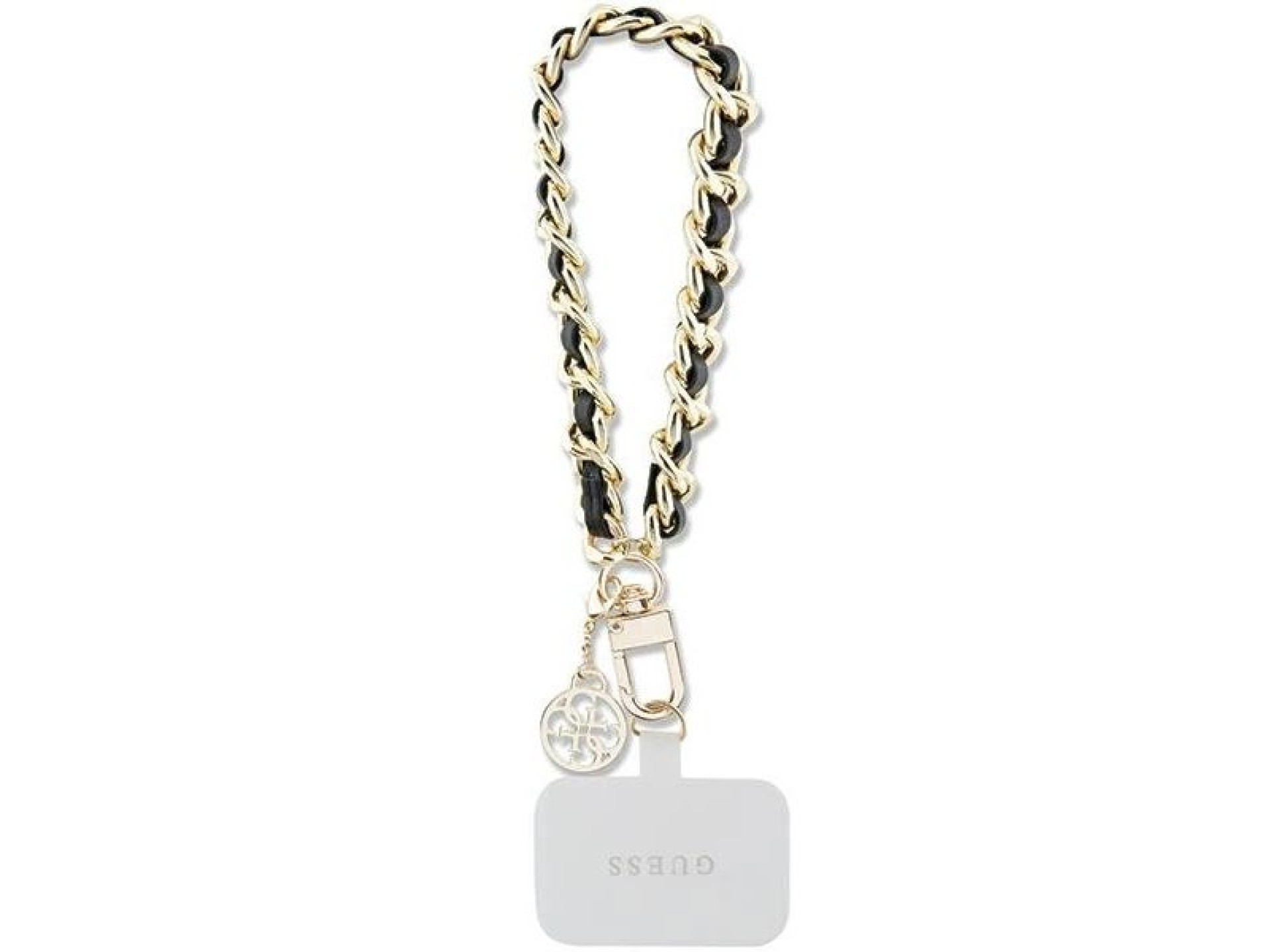 Capa com alça de mão universal Guess GUOUCHSAMC4K - Pingente de corrente Saffiano preta 4G