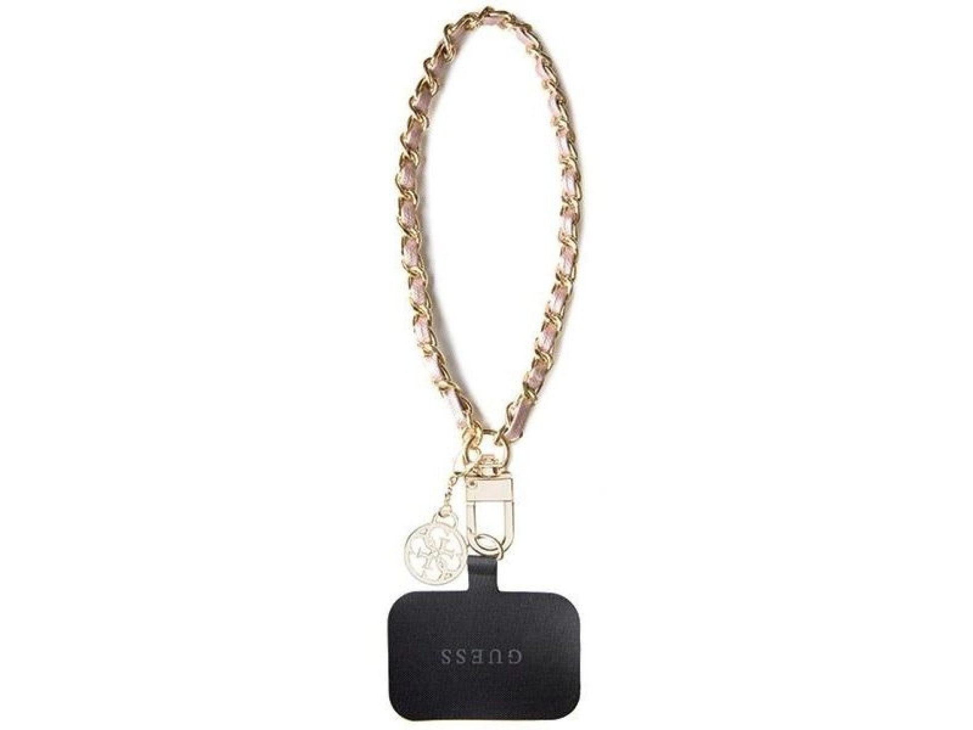 Funda con correa universal Guess GUOUCHSAMC4P - Cadena rosa Saffiano 4G Charm