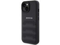 AMG Leather Debossed Lines case for iPhone 15 Plus - black AMG Leather Debossed Lines case for iPhone 15 Plus - black