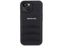 AMG Leather Debossed Lines case for iPhone 15 Plus - black AMG Leather Debossed Lines case for iPhone 15 Plus - black