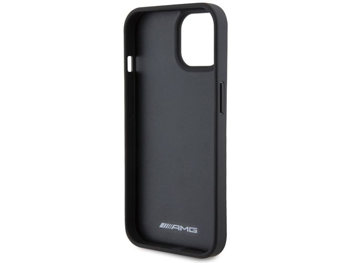 AMG Leather Debossed Lines case for iPhone 15 Plus - black