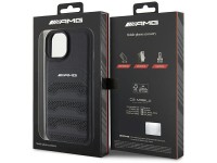 AMG Leather Debossed Lines case for iPhone 15 Plus - black AMG Leather Debossed Lines case for iPhone 15 Plus - black