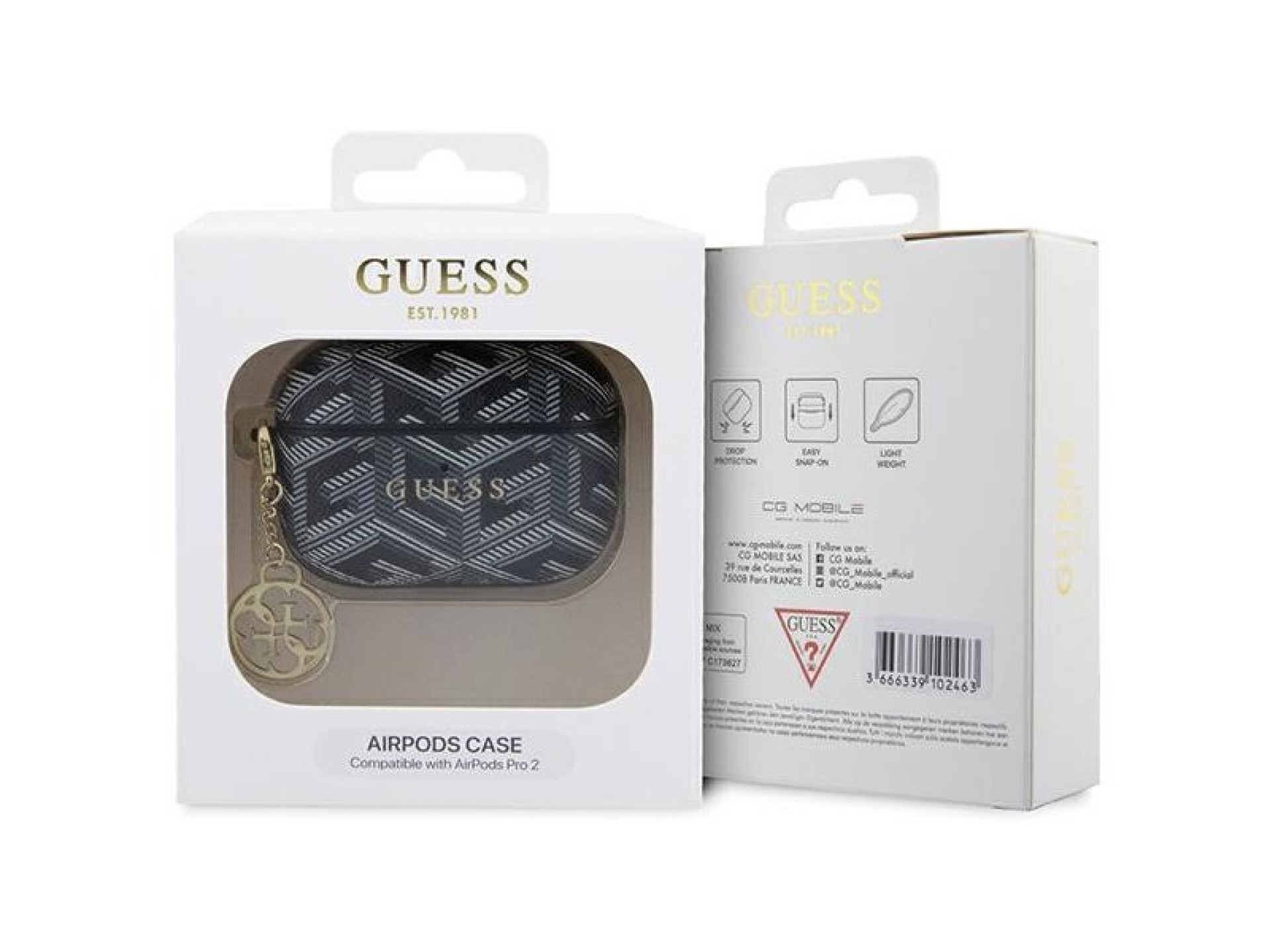 Capa Guess GUAP2PGCE4CK para AirPods Pro 2 - preta com pingente GCube