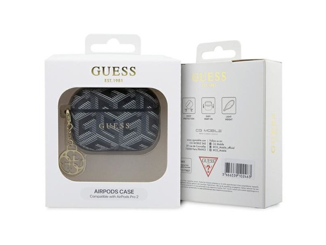 Capa Guess GUAP2PGCE4CK para AirPods Pro 2 - preta com pingente GCube