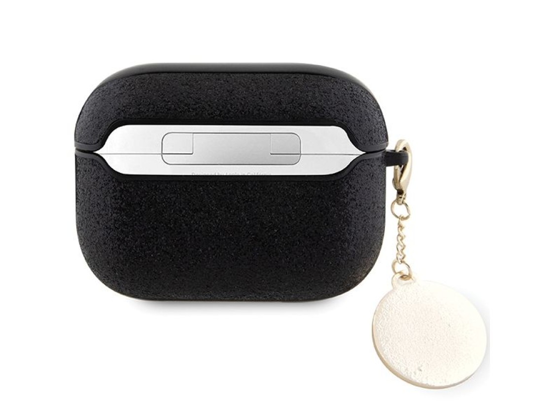 Funda Guess GUAP2PGEHCDK para AirPods Pro 2 - negra con dije fijo de corazón brillante y diamante