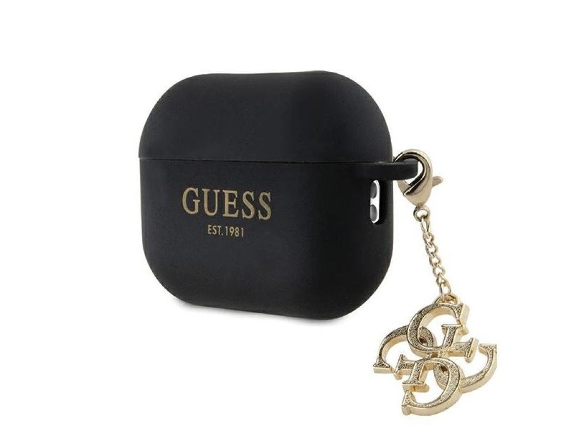 Capa Guess GUAP2LECG4K para AirPods Pro 2 - Pingente triangular de silicone líquido preto com glitte