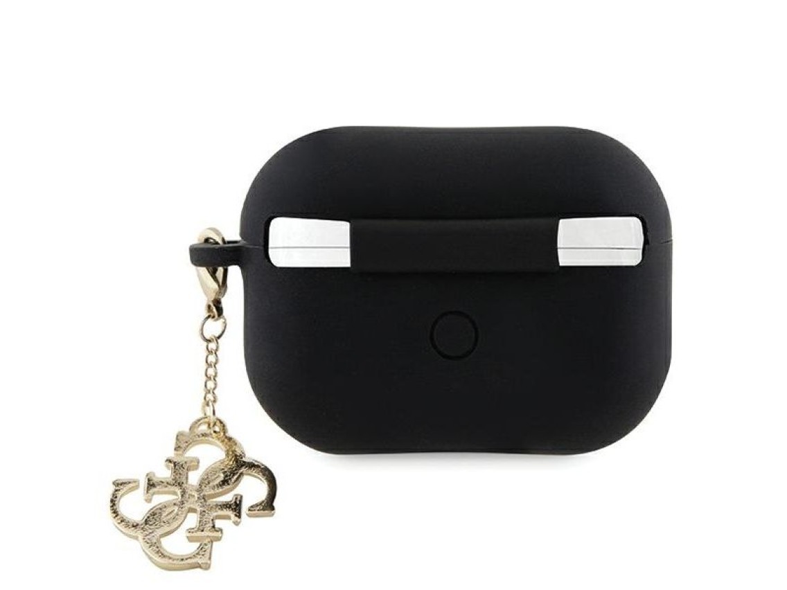 Capa Guess GUAP2LECG4K para AirPods Pro 2 - Pingente triangular de silicone líquido preto com glitte