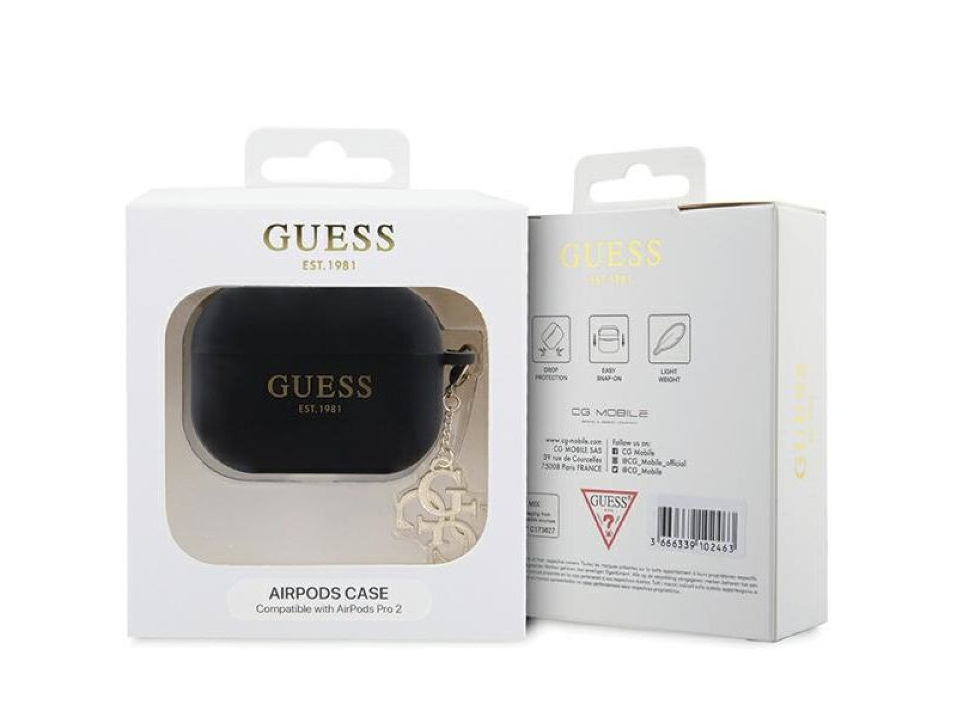 Capa Guess GUAP2LECG4K para AirPods Pro 2 - Pingente triangular de silicone líquido preto com glitte