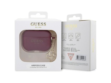Guess GUAP2LECG4M case for AirPods Pro 2 cover purple/magenta Liquid Silicone Glitter Triangle Charm Guess GUAP2LECG4M case for AirPods Pro 2 cover purple/magenta Liquid Silicone Glitter Triangle Charm