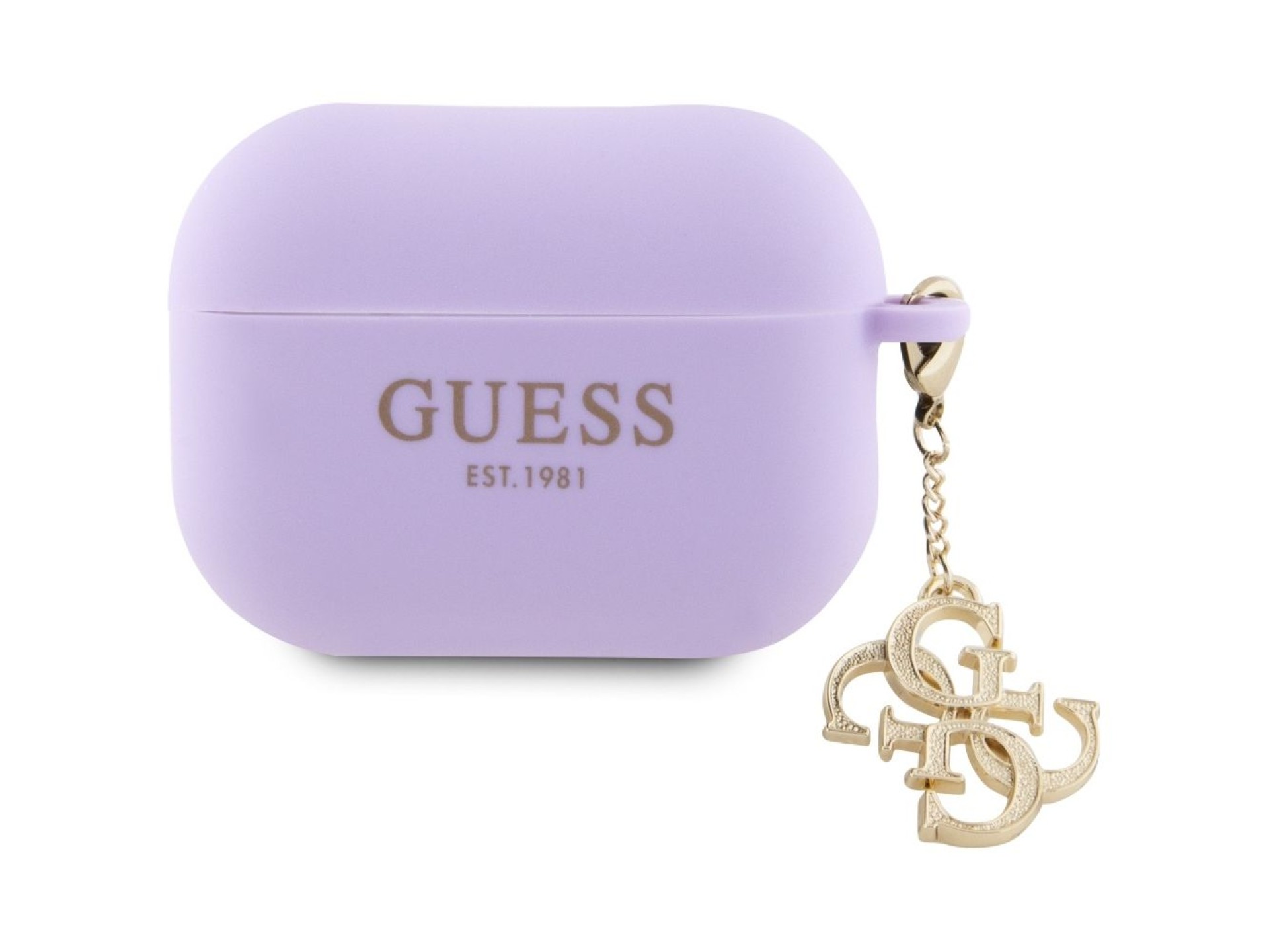 Capa Guess GUAP2LECG4U para AirPods Pro 2 - Pingente triangular de silicone líquido roxo com glitter