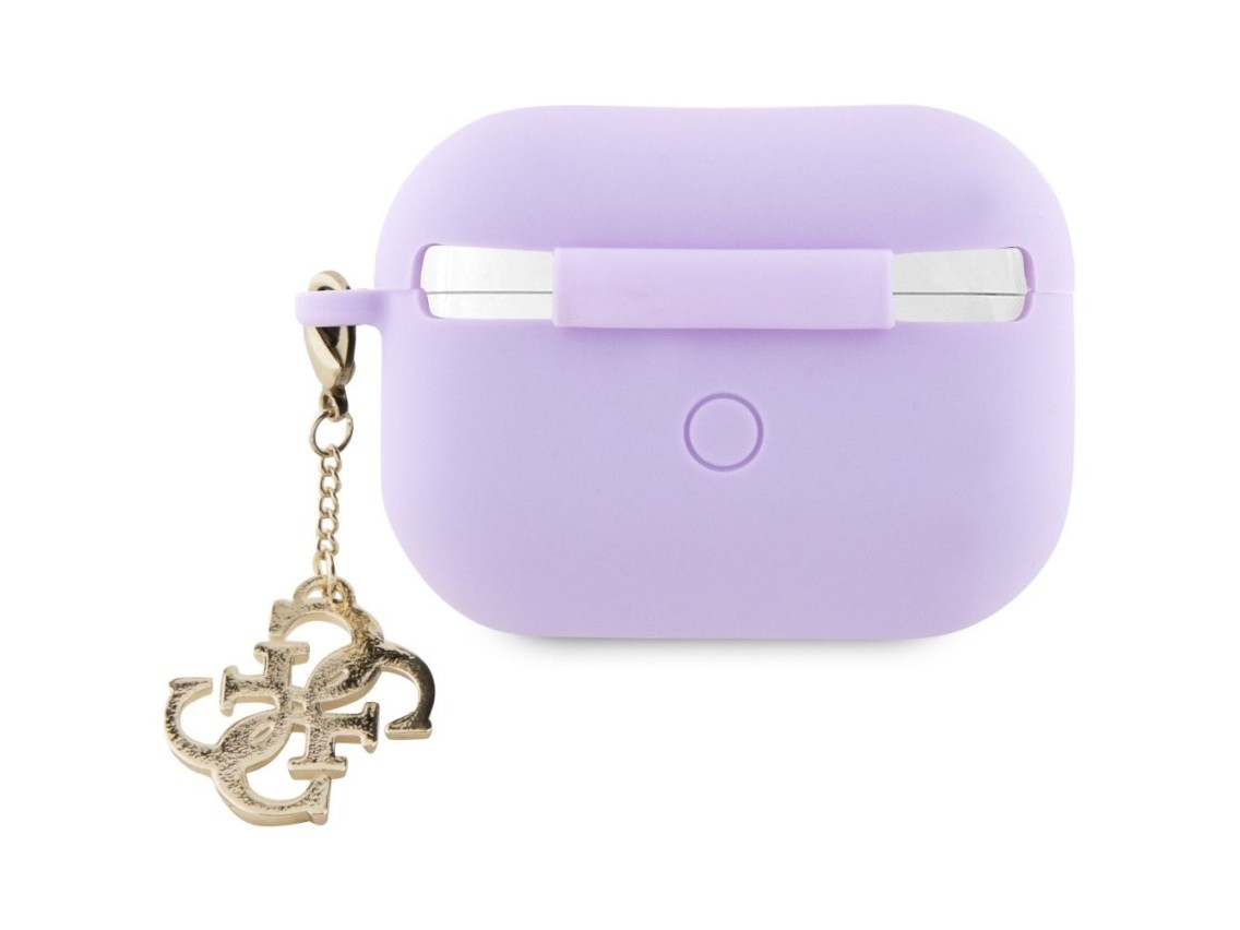 Capa Guess GUAP2LECG4U para AirPods Pro 2 - Pingente triangular de silicone líquido roxo com glitter
