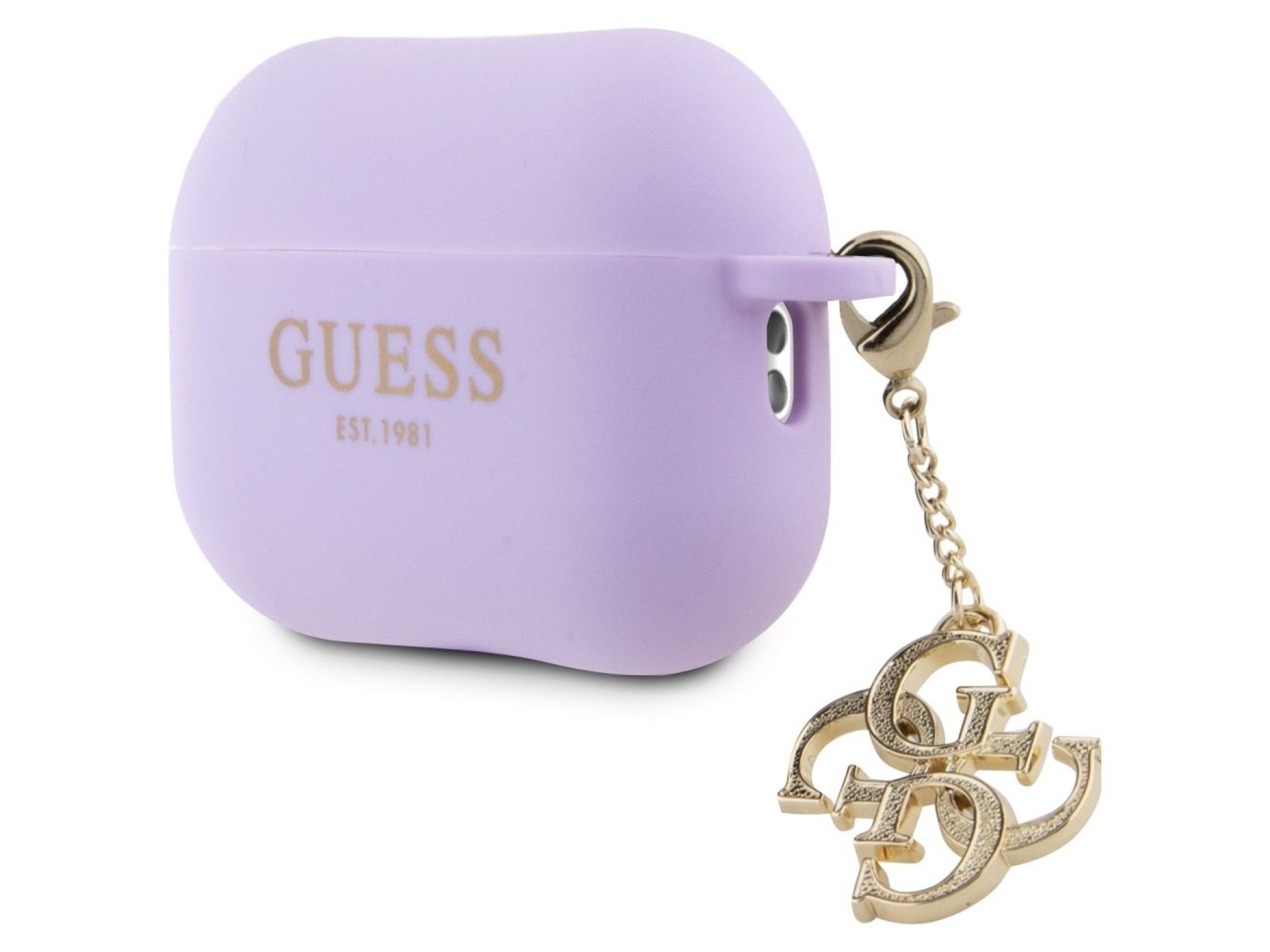 Capa Guess GUAP2LECG4U para AirPods Pro 2 - Pingente triangular de silicone líquido roxo com glitter