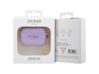 Capa Guess GUAP2LECG4U para AirPods Pro 2 - Pingente triangular de silicone líquido roxo com glitter Capa Guess GUAP2LECG4U para AirPods Pro 2 - Pingente triangular de silicone líquido roxo com glitter